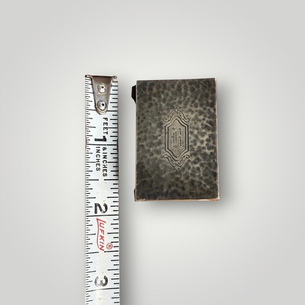 Antique Sterling Silver Vesta Match Safe Case Engraved Monogram Hammered Design - Picture 10 of 11